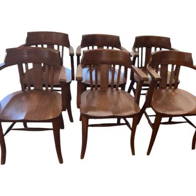 Set of 6 Wooden Chairs with Arms