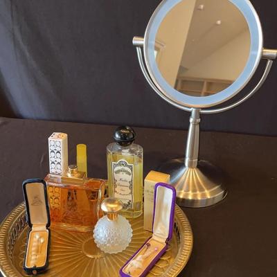 Vintage Stick Pins, Makeup Mirror and Perfumes