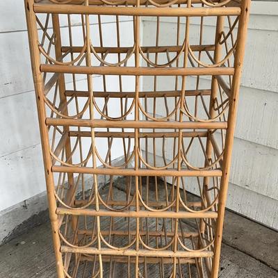 Rattan Wine Rack – Holds 12 Bottles (Boho/Mid-Century Style)

