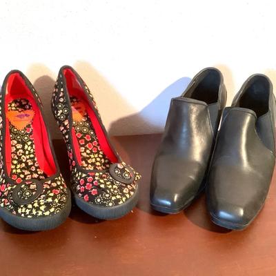 Rocket Dog Floral Platform Heels & Sporto Black Slip-On Shoes SZ 6.5