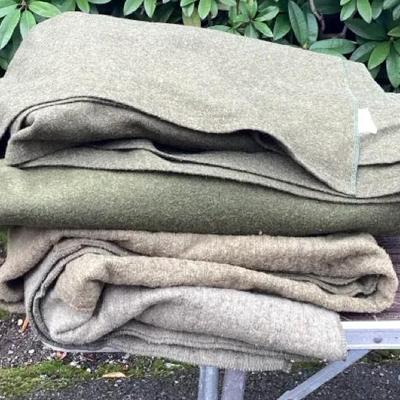U.S. Military Wool Blankets – 1960s Rock River & Quartermaster Issue (Set of 3)
