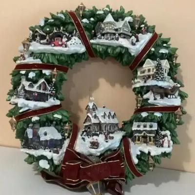 Christmas Village Wreath by The Bradford Exchange  Illuminated Holiday Decor