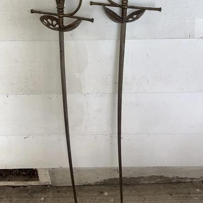 Brass Rapiers – Vintage European-Style Wall Swords (Mid-20th Century)