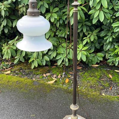 Bridge Arm Floor Lamp with Metal Shade (c. 1940s–1950s)