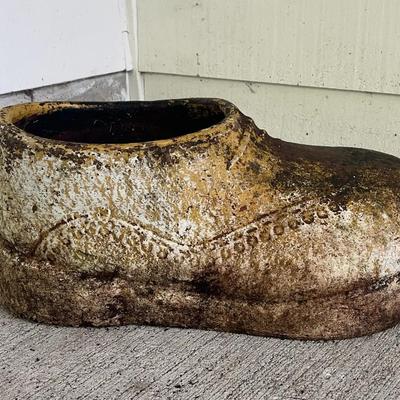 Cement Shoe Planter – Whimsical Garden Decor (Mid-20th Century)