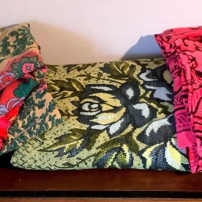 Tapestry & Woven Throw Blanket Lot – 3 Pieces (Floral & Boho Patterns)