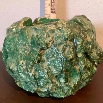 Mid-Century Hand-Carved Green Stone Bowl / Catchall (c. 1950s–1970s)