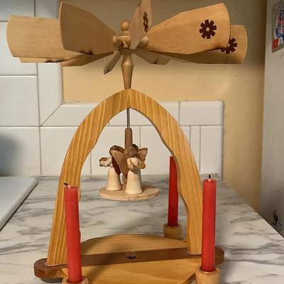 Vintage German Wooden Christmas Pyramid Candle Carousel (c. 1980s)
