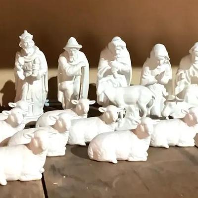 German Porcelain Nativity Figurines – Crown “D” Mark, Original Germany (c. 1950s–1960s)