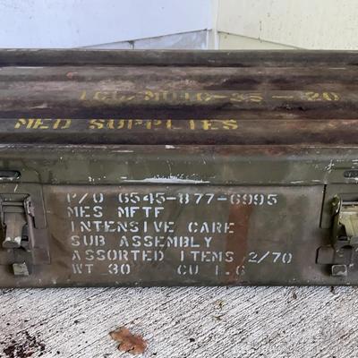 U.S. Military Medical Supply Case – Olive Drab Metal Storage Box (Dated 2/70)