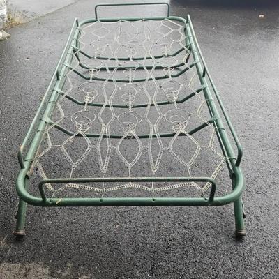 Metal Army Cot / Folding Bed Frame – Early to Mid-1900s