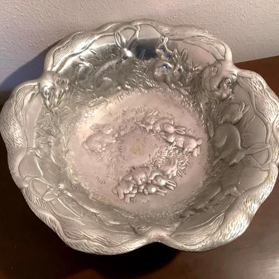 Bunny Pattern Serving Dish Bowl--Arthur Court