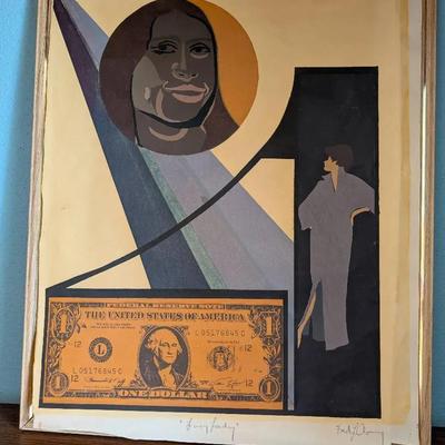 Fred Cuming Signed Mixed Media Collage “Lazy Lady” (1974 Series)
