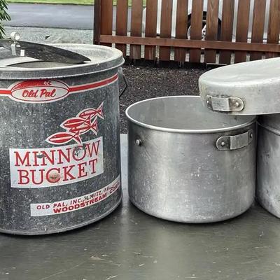 Fishing Weights & Sinker//Old Pal Minnow Bucket & Aluminum Cook Pots