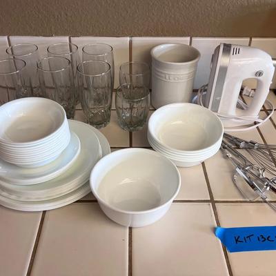 Glassware, Corelle Dishware & Hand Mixer Kitchen Bundle