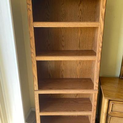 Solid Oak Bookcase – Five Adjustable Shelves