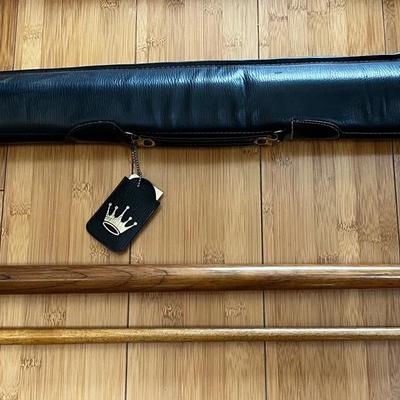 Vintage 2-Piece Pool Cue with Hard Case – Wood Shaft Billiards Stick