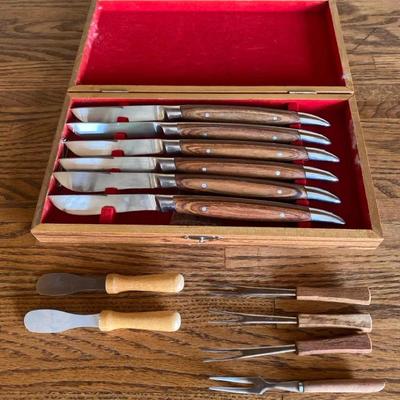 Japanese Steak Knife Set With Wooden Handles