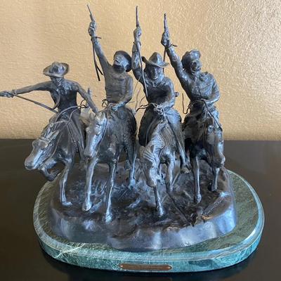 Remington Coming Through The Rye Bronze Cowboys Statue 