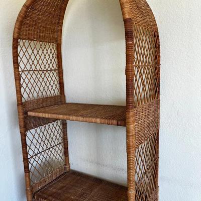 Retro Wicker 4-shelf Bookcase & Curio Cabinet