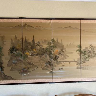 Japanese Four-Panel Landscape Screen – Framed Wall Art | 36” x 66.25”