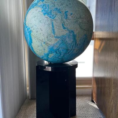 Vintage National Geographic Replogle World Globe on Black Acrylic Stand