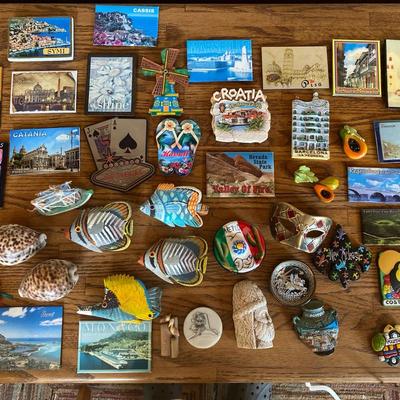 Collection Of Travel Themed Vintage Fridge Magnets  