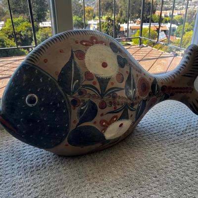 Mexican Tonala Pottery Ceramic Fish 30” X 18”