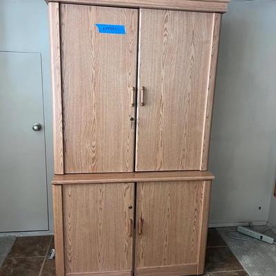 Large Oak Storage Cabinet with Double Doors