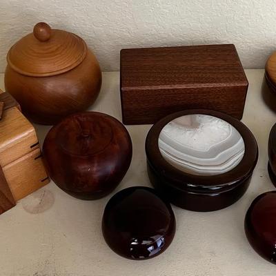 Handcrafted Wood & Agate Trinket Box Collection