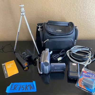 Canon Camcorder, Tripod, & Binoculars 
