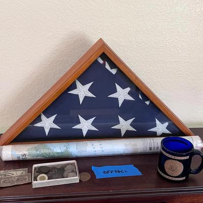 Veteran Memorabilia Lot – Folded Flag, Coin Collection & Collectibles