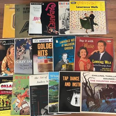 Vinyl Records Collection (1940s–1960s Era Mix – Lawrence Welk, Broadway, Halloween & More)