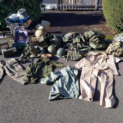 Large Collection or Military Clothing, Gear, and Memorabilia 