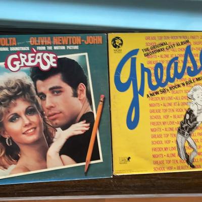 Grease Soundtrack Vinyl Pair – Movie & Broadway Cast Albums (1970s)
