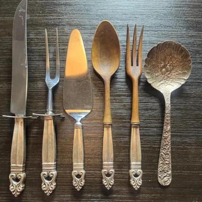 Royal Danish international  Sterling Silver Serving Utensils, And 1 Odd Ball Sterling Silver Spoon