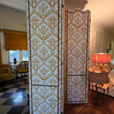 Sale Photo Thumbnail #32: Upholstered 4Panel Room Divider w/nailhead trim