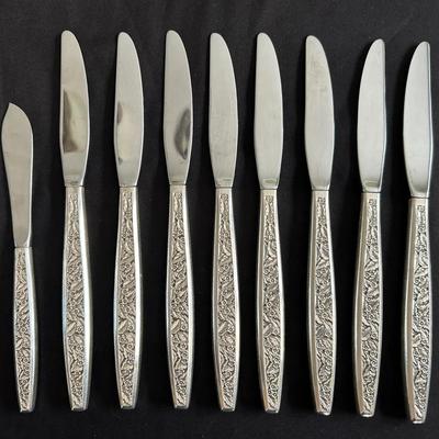 Nine Sterling Silver Handle Knives - Valencia by International Silver