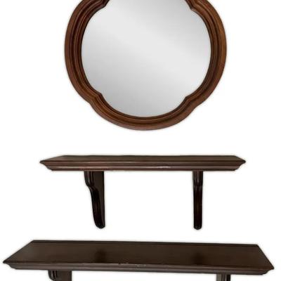 Small Wooden Mirror & Shelves