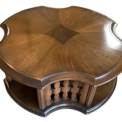 Mid-Century Round Wooden Coffee Table 