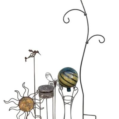 Cast Iron Garden Decor - Glass Gazing Ball, Plant Stands, Stakes, & More