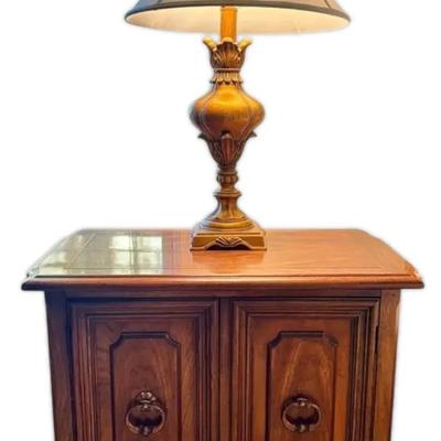 White Furniture Co. "Kashmir" Night Stand w/ Gold-Toned Lamp (#1)