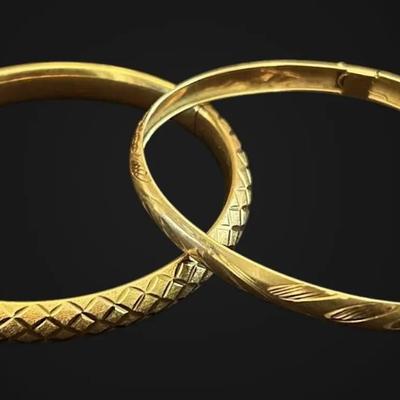 14k Gold & 10k Gold Hinged Bracelets (18.2g)