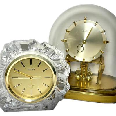 Seiko Crystal Mantel Clock & Kundo Kieninger & Obergfell Brass Anniversary Clock
