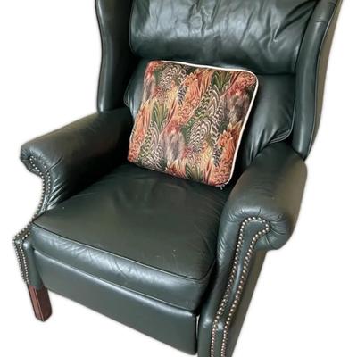 Green Leather Lounger Armchair, Barcalounger