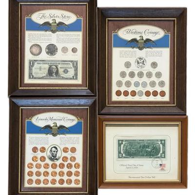 Framed U.S. Coin Collections - The Silver Story, Lincoln Memorial Coinage, Wartime Coinage, & More