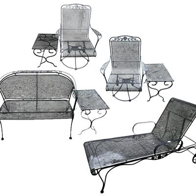 Metal Patio Furniture - Lounger, Bench, Armchairs, & Side Tables