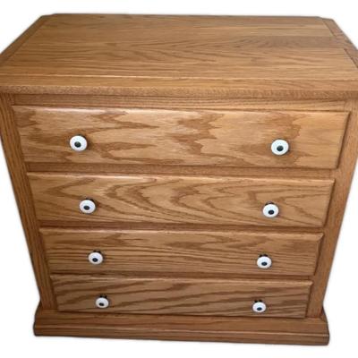 Oak 4-Drawer Side Cabinet