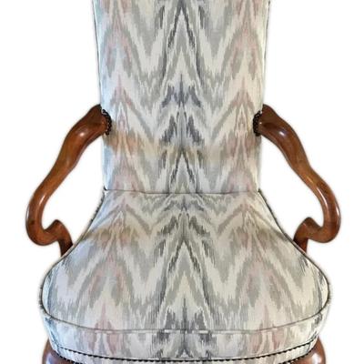 Queen Anne Style Patterned Armchair
