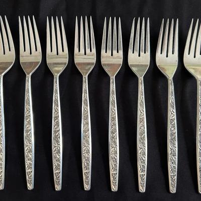 Eight 7.5’’ Sterling Silver Forks (57.68g Each) - Valencia by International Silver